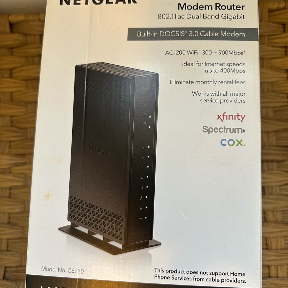 Netgear Black Modem Router Combo - High-Speed Networking ac1200(c6230)